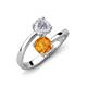 5 - Jianna 6.00 mm Cushion Citrine and Round White Sapphire 2 Stone Promise Ring 