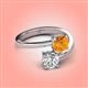 4 - Jianna 6.00 mm Cushion Citrine and GIA Certified Round Natural Diamond 2 Stone Promise Ring 