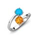 5 - Jianna 6.00 mm Cushion Citrine and Round Turquoise 2 Stone Promise Ring 