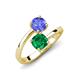 5 - Jianna 6.00 mm Cushion Lab Created Emerald and Round Tanzanite 2 Stone Promise Ring 
