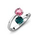 5 - Jianna 6.00 mm Cushion London Blue Topaz and Round Pink Tourmaline 2 Stone Promise Ring 