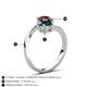 6 - Jianna 6.00 mm Cushion London Blue Topaz and Round Red Garnet 2 Stone Promise Ring 