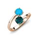 5 - Jianna 6.00 mm Cushion London Blue Topaz and Round Turquoise 2 Stone Promise Ring 