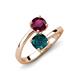 5 - Jianna 6.00 mm Cushion London Blue Topaz and Round Rhodolite Garnet 2 Stone Promise Ring 