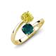 5 - Jianna 6.00 mm Cushion London Blue Topaz and Round Yellow Diamond 2 Stone Promise Ring 
