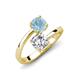 5 - Jianna 6.00 mm Cushion Forever Brilliant Moissanite and Round Aquamarine 2 Stone Promise Ring 