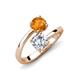 5 - Jianna 6.00 mm Cushion Forever Brilliant Moissanite and Round Citrine 2 Stone Promise Ring 