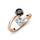 5 - Jianna 6.00 mm Cushion Forever Brilliant Moissanite and Round Black Diamond 2 Stone Promise Ring 