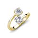 5 - Jianna 6.00 mm Cushion Forever Brilliant Moissanite and Round White Sapphire 2 Stone Promise Ring 