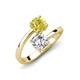 5 - Jianna 6.00 mm Cushion Forever Brilliant Moissanite and Round Yellow Diamond 2 Stone Promise Ring 