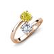 5 - Jianna 6.00 mm Cushion Forever Brilliant Moissanite and Round Yellow Diamond 2 Stone Promise Ring 