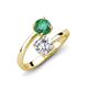 5 - Jianna 6.00 mm Cushion Forever Brilliant Moissanite and Round Lab Created Alexandrite 2 Stone Promise Ring 