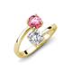 5 - Jianna 6.00 mm Cushion Forever One Moissanite and Round Pink Tourmaline 2 Stone Promise Ring 