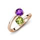 5 - Jianna 6.00 mm Cushion Peridot and Round Amethyst 2 Stone Promise Ring 