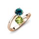 5 - Jianna 6.00 mm Cushion Peridot and Round Blue Diamond 2 Stone Promise Ring 