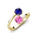 5 - Jianna 6.00 mm Cushion Lab Created Pink Sapphire and Round Blue Sapphire 2 Stone Promise Ring 