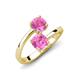 11 - Jianna 6.00 mm Cushion and Round Lab Created Pink Sapphire 2 Stone Promise Ring 
