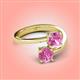 8 - Jianna 6.00 mm Cushion and Round Lab Created Pink Sapphire 2 Stone Promise Ring 