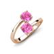 11 - Jianna 6.00 mm Cushion and Round Lab Created Pink Sapphire 2 Stone Promise Ring 