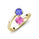 5 - Jianna 6.00 mm Cushion Lab Created Pink Sapphire and Round Tanzanite 2 Stone Promise Ring 