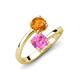 5 - Jianna 6.00 mm Cushion Lab Created Pink Sapphire and Round Citrine 2 Stone Promise Ring 