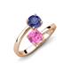 5 - Jianna 6.00 mm Cushion Lab Created Pink Sapphire and Round Iolite 2 Stone Promise Ring 