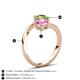 6 - Jianna 6.00 mm Cushion Lab Created Pink Sapphire and Round Peridot 2 Stone Promise Ring 