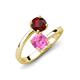 5 - Jianna 6.00 mm Cushion Lab Created Pink Sapphire and Round Red Garnet 2 Stone Promise Ring 