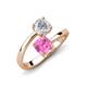 5 - Jianna 6.00 mm Cushion Lab Created Pink Sapphire and Round White Sapphire 2 Stone Promise Ring 