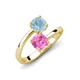 5 - Jianna 6.00 mm Cushion Lab Created Pink Sapphire and Round Aquamarine 2 Stone Promise Ring 