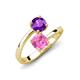 5 - Jianna 6.00 mm Cushion Lab Created Pink Sapphire and Round Amethyst 2 Stone Promise Ring 