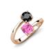 5 - Jianna 6.00 mm Cushion Lab Created Pink Sapphire and Round Black Diamond 2 Stone Promise Ring 