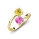 5 - Jianna 6.00 mm Cushion Lab Created Pink Sapphire and Round Lab Created Yellow Sapphire 2 Stone Promise Ring 