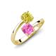 5 - Jianna 6.00 mm Cushion Lab Created Pink Sapphire and Round Yellow Diamond 2 Stone Promise Ring 
