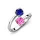 5 - Jianna 6.00 mm Cushion Lab Created Pink Sapphire and Round Blue Sapphire 2 Stone Promise Ring 