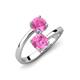 11 - Jianna 6.00 mm Cushion and Round Lab Created Pink Sapphire 2 Stone Promise Ring 