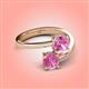 10 - Jianna 6.00 mm Cushion and Round Lab Created Pink Sapphire 2 Stone Promise Ring 