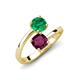 5 - Jianna 6.00 mm Cushion Rhodolite Garnet and Round Emerald 2 Stone Promise Ring 