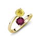 5 - Jianna 6.00 mm Cushion Rhodolite Garnet and Round Lab Created Yellow Sapphire 2 Stone Promise Ring 