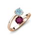 5 - Jianna 6.00 mm Cushion Rhodolite Garnet and Round Aquamarine 2 Stone Promise Ring 