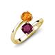 5 - Jianna 6.00 mm Cushion Rhodolite Garnet and Round Citrine 2 Stone Promise Ring 