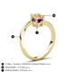 6 - Jianna 6.00 mm Cushion Rhodolite Garnet and Round Lab Created Yellow Sapphire 2 Stone Promise Ring 