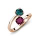 5 - Jianna 6.00 mm Cushion Rhodolite Garnet and Round London Blue Topaz 2 Stone Promise Ring 