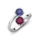 5 - Jianna 6.00 mm Cushion Rhodolite Garnet and Round Iolite 2 Stone Promise Ring 