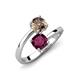 5 - Jianna 6.00 mm Cushion Rhodolite Garnet and Round Smoky Quartz 2 Stone Promise Ring 