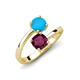 5 - Jianna 6.00 mm Cushion Rhodolite Garnet and Round Turquoise 2 Stone Promise Ring 