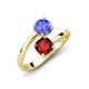 5 - Jianna 6.00 mm Cushion Red Garnet and Round Tanzanite 2 Stone Promise Ring 