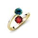 5 - Jianna 6.00 mm Cushion Red Garnet and Round Blue Diamond 2 Stone Promise Ring 