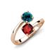 5 - Jianna 6.00 mm Cushion Red Garnet and Round Blue Diamond 2 Stone Promise Ring 