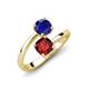 5 - Jianna 6.00 mm Cushion Red Garnet and Round Blue Sapphire 2 Stone Promise Ring 